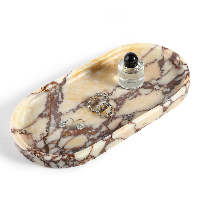 Guein Oval Natural Marble Tray,Calacatta Viola
