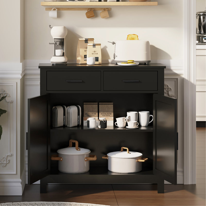 Armoire de rangement de cuisine Armoire de buffet moderne de style campagnard, Noir, noir, noir, noir