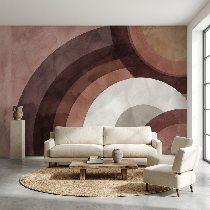 Rouleau double de papier peint abstrait géométrique moderne, 160 po x 108 po, Peler et coller