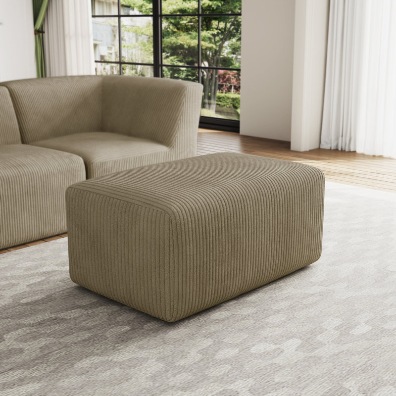 Berlare 90.9Cm Wide Rectangle Standard Ottoman, Khaki