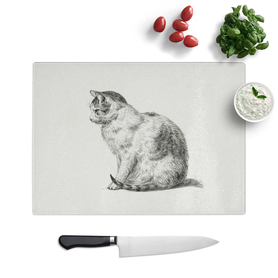 Tempered Glass Sitting Cat by Jean Bernard Chopping Board