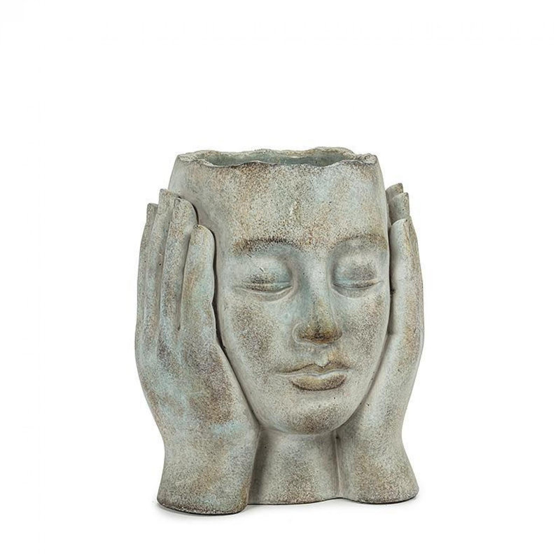 Hands Holding Head With Closed Eyes Planter