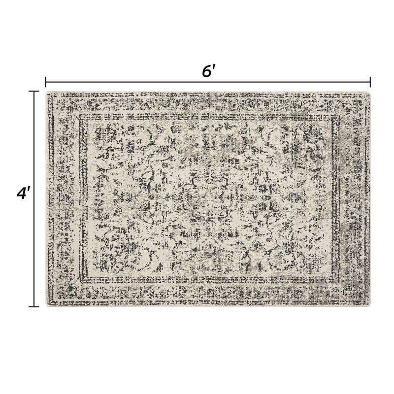 Heirloom Medallion Pattern Polyester Area Rug - Soft Vintage Carpet with Canvas Backing, Classic Floor Rug for Living Room Dining Room