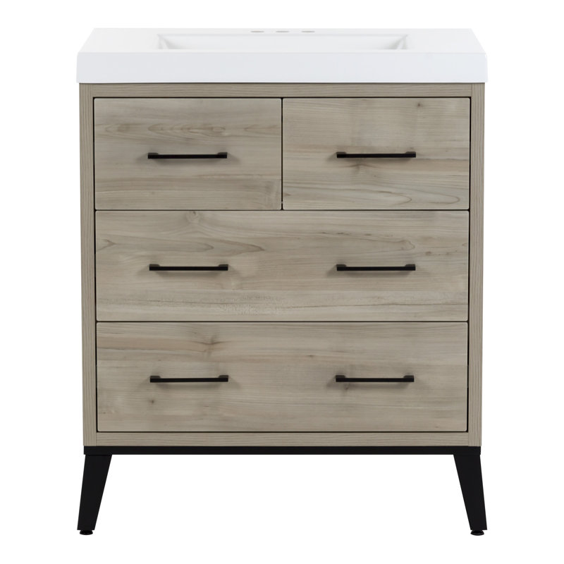 Houlberg 31.06'' Single Bathroom Vanity with Cultured Marble Top, Sable