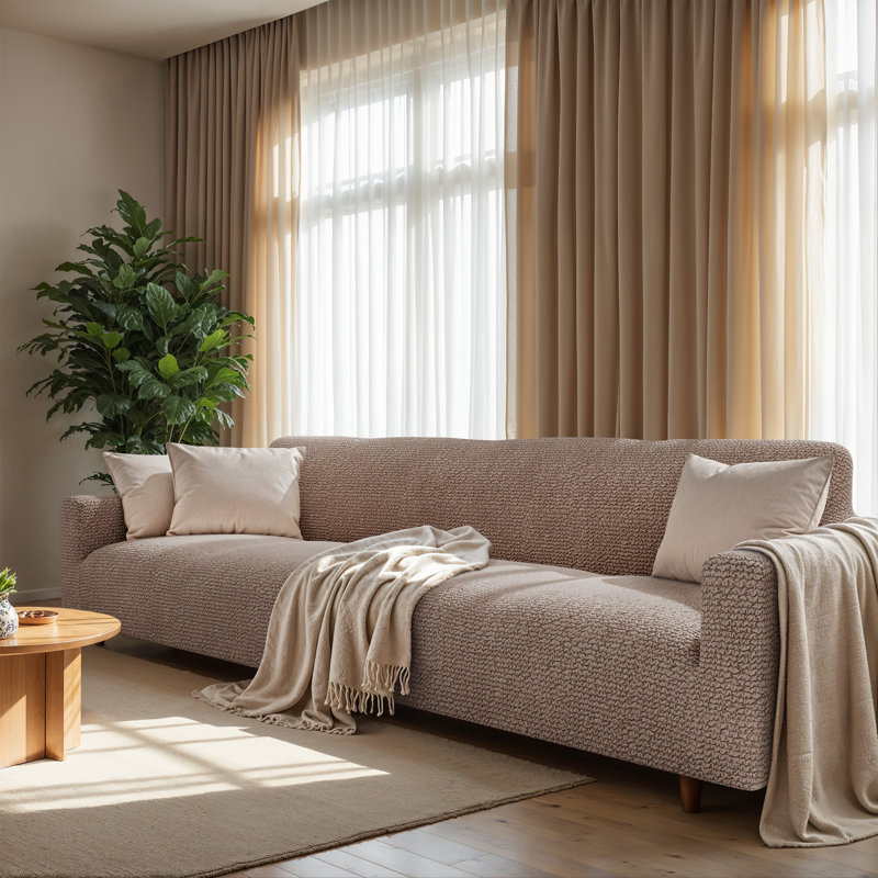 Stretch Pet Friendly Sofa Slipcover - Washable Couch Slip Cover Furniture Protector, 35" H x 110" W x 40" D, Soft Taupe