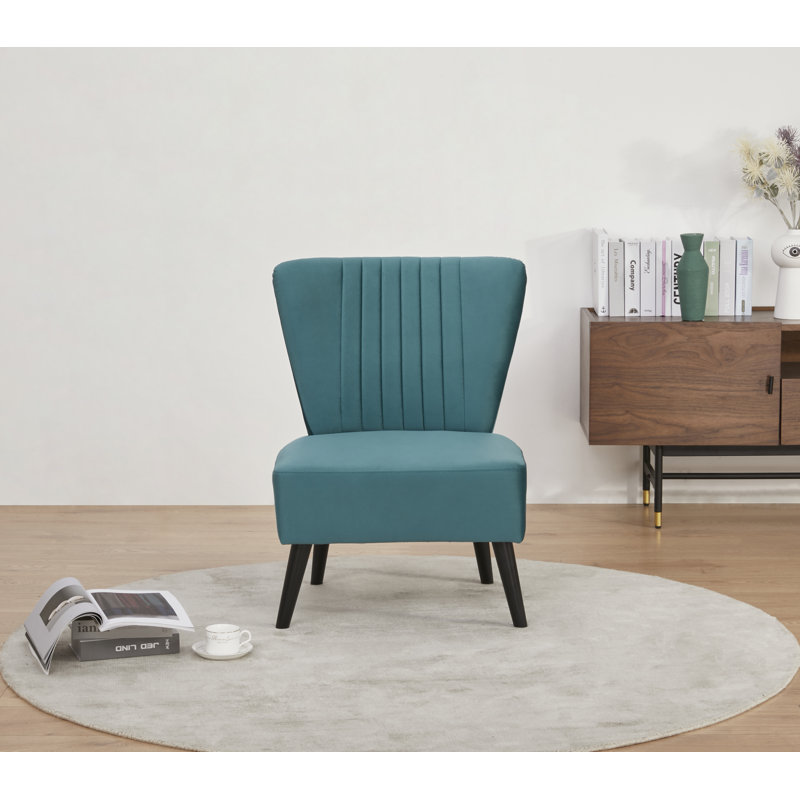 Collin Upholstered Slipper Chair, Teal Velvet