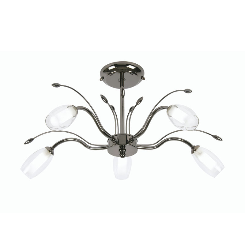 Newland Glass Semi Flush Mount, Antique Silver