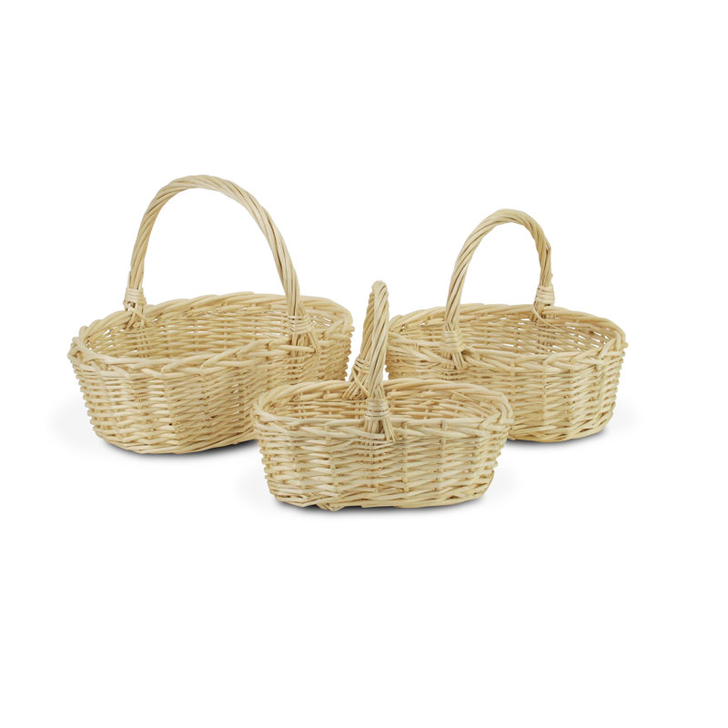 Ensemble de 3 paniers ovales en osier, Brun naturel