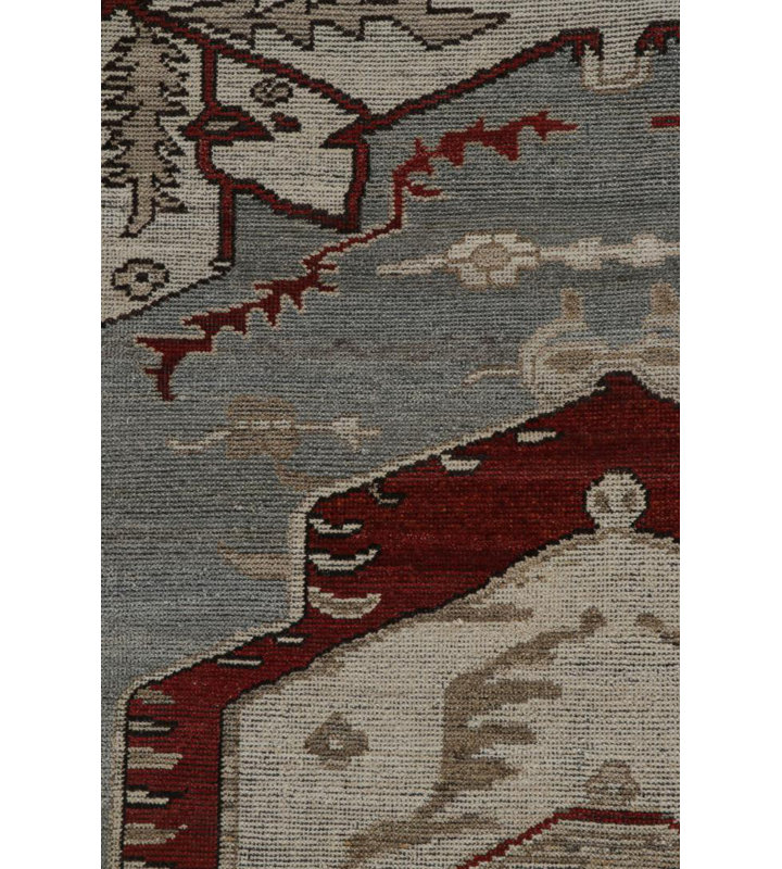 Burano Hand Knotted Wool Geometric Area Rug, Rectangle 4' x 5'
