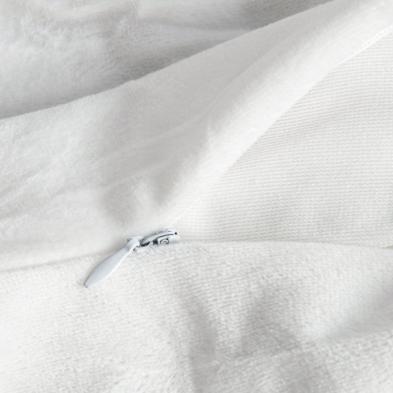 Square Zippered Throw Pillow Cover, Luxury Velvet Cover, Super Soft - NTBAY, 16" x 16" Pillowcase, White