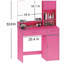 Bureau de coiffeuse avec miroir et bande lumineuse à DEL, coiffeuse avec grand tiroir, commode de rangement à 3 niveaux et 3 modes d'éclairage à luminosité réglable, convient à la chambre à coucher (rose)-956999313