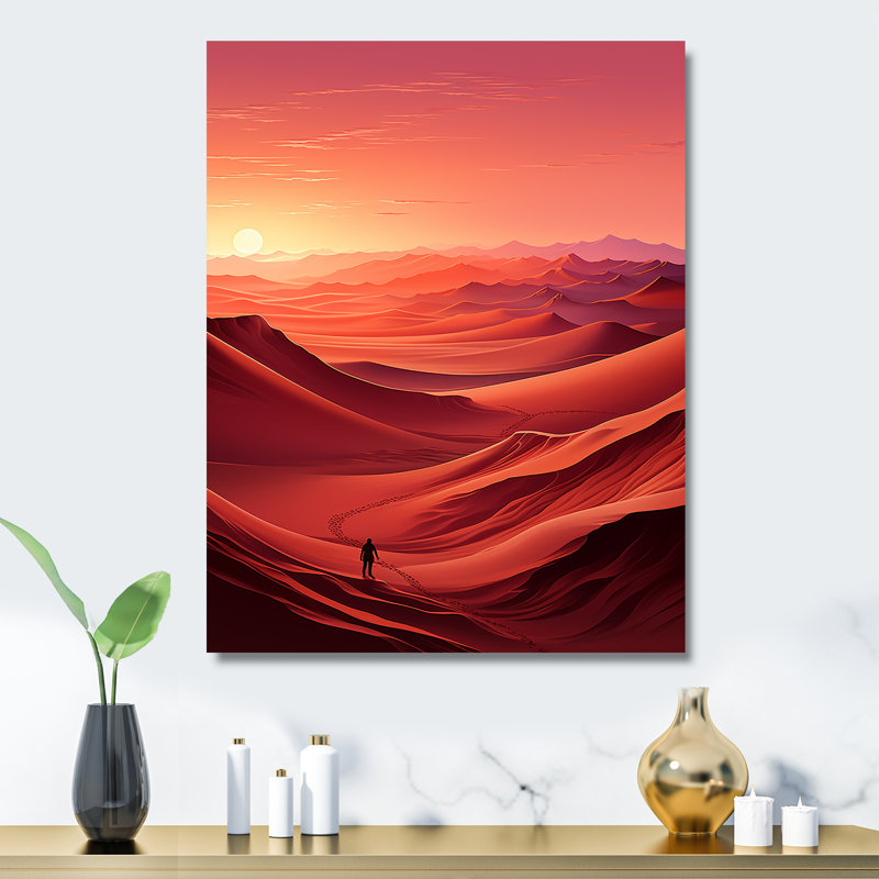 Dunes rouges et jaunes désert II - désert, art mural en métal, H 32 po x l 24 po x P 1 po