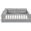 Lit plateforme double en bois pleine grandeur avec garde-corps et coussin confortable gris-1705770680