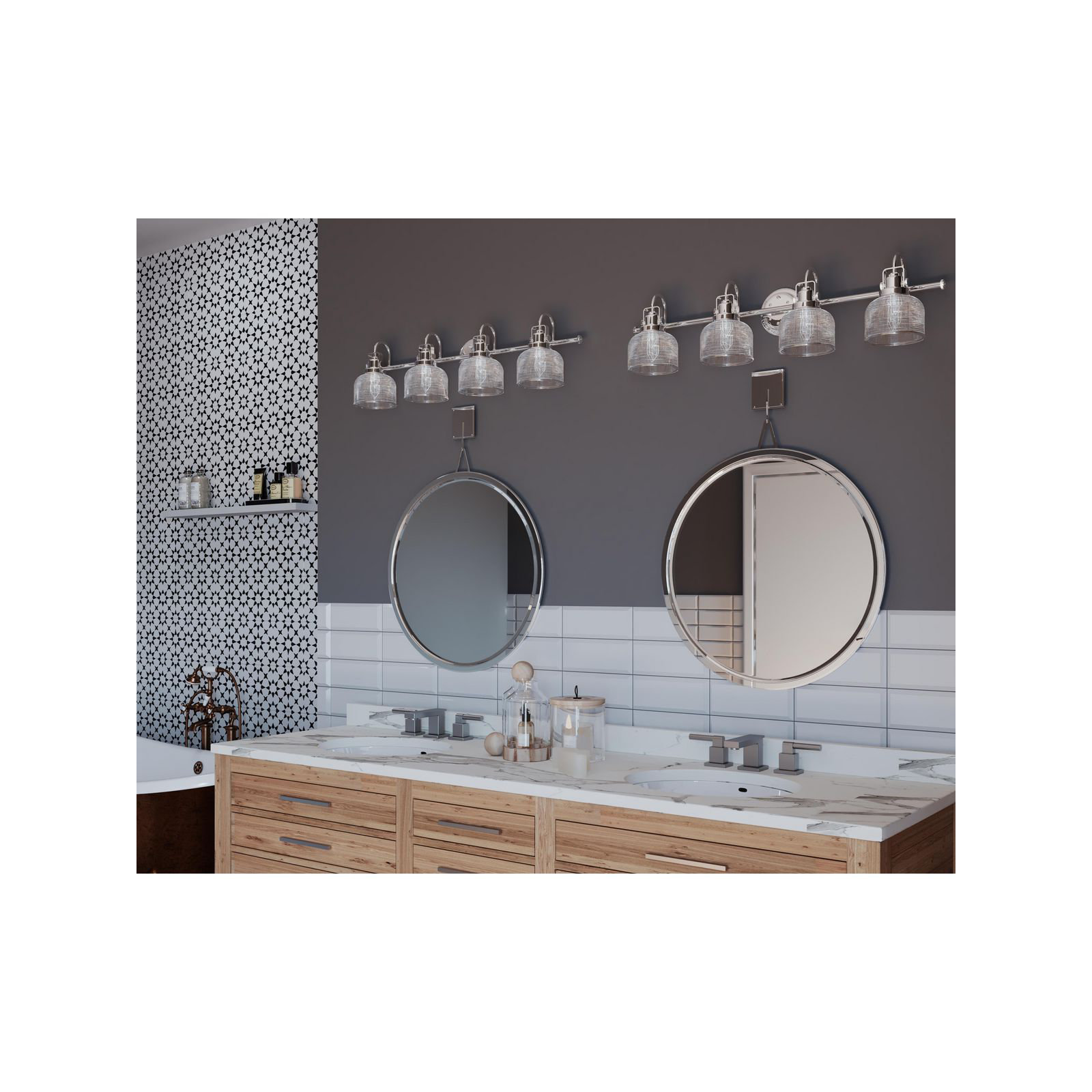 Rosser 4 Light Transparent Dimmable Vanity Light, Polished Chrome