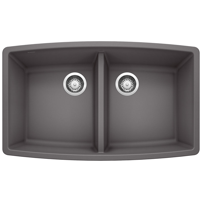 Évier de cuisine à double cuve encastrable Performer SILGRANIT 33 po 50/50, Cendre