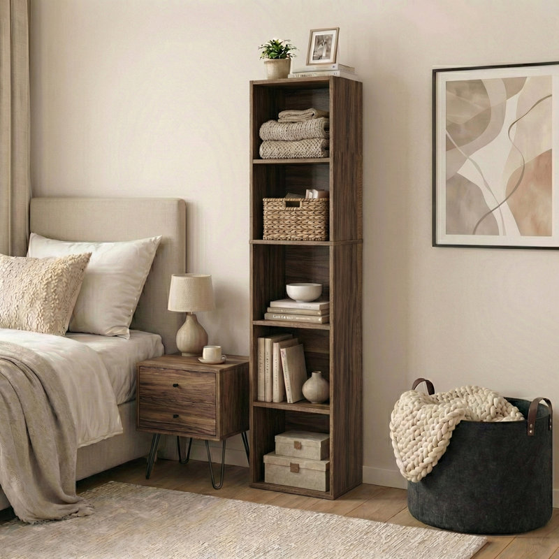Gerardi 32cm W Standard Bookcase, Walnut, 132 cm H x 32 cm W