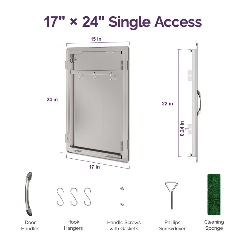 Sersper Outdoor Kitchen 304 Stainless Steel Single Drop-in Access Door with Venting Holes