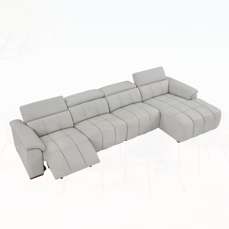Canapé inclinable Wall-Hugger, Orienté à droite, Cuir véritable gris clair