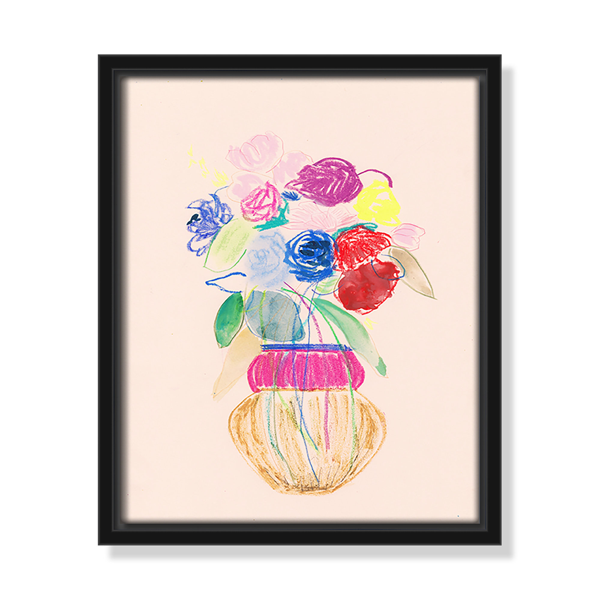 Simple Floral II Print by Bea Dina, Black Floater Framed Canvas, No Mat, 11.5" H x 9.5" W x 2" D