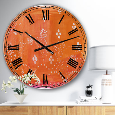 Horloge murale Mid-Century Indian Orange
