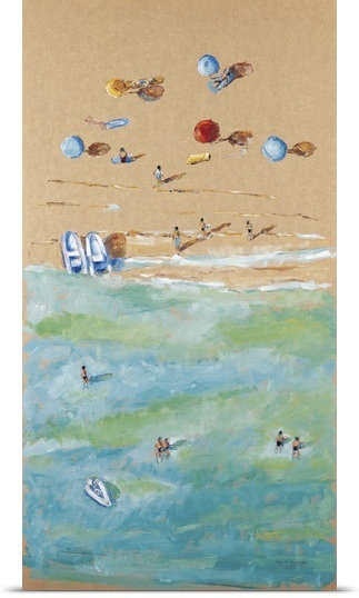 Entre mer et sable i-imprimé Adolf Llovera, H 30 po x l 16 po x P 1,5 po, Toile