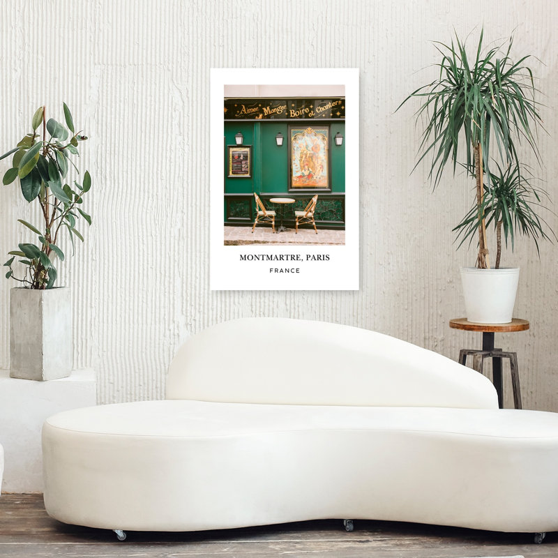 Montmartre Paris France Travel Poster Classic Romantic Vintage City Architecture Wall Art Print 1 Piece Wrapped Canvas Wall Art