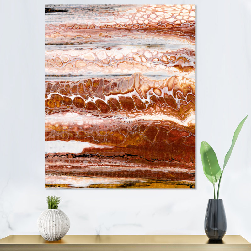 Art de formes organiques en marbre brun et noir - œuvre d'art moderne sur toile, H 12 po x l 8 po x P 1 po, Toile tendue