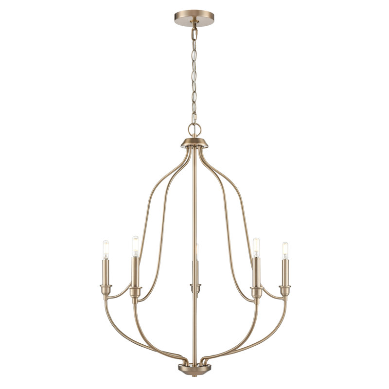 Senoia Chandelier - Modern Gold, 5, 31" H x 25" W x 25" D