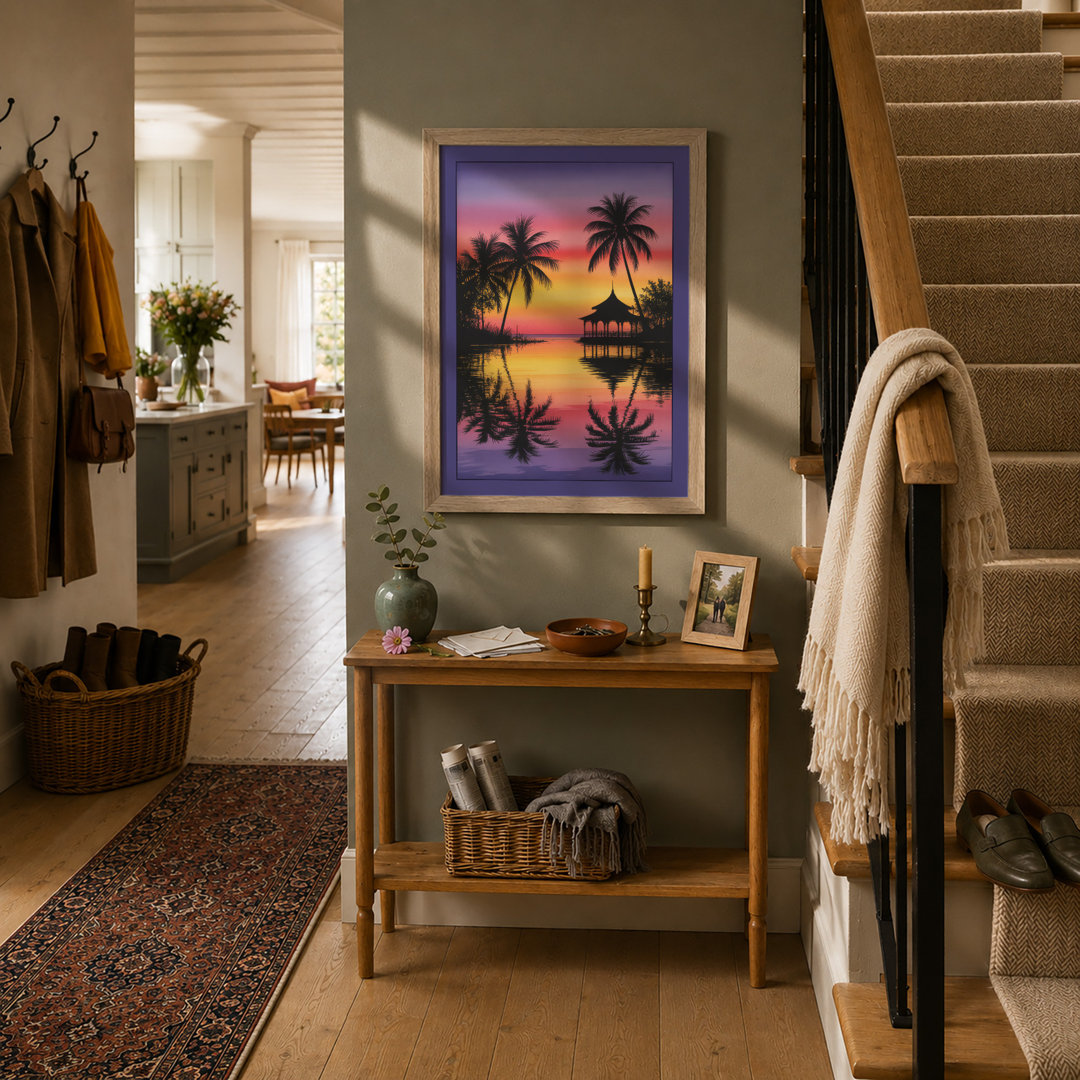 Pavilion at Sunset Tropical Framed Art Print