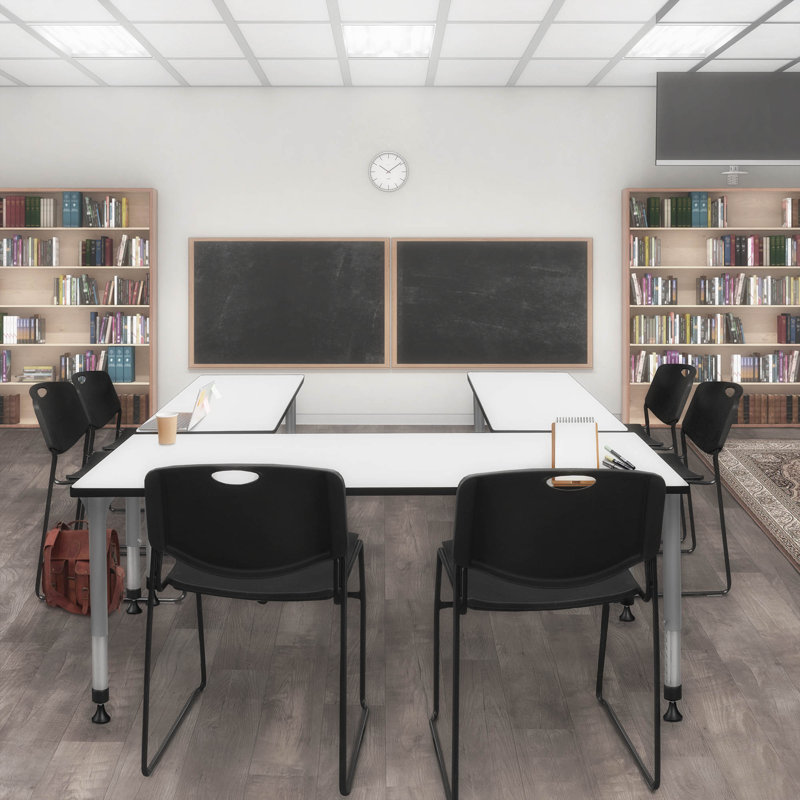 Kee Height Adjustable Classroom Activity Table Top & Base, White