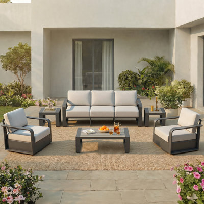 Ensemble de conversation de patio pour 5 personnes avec coussins