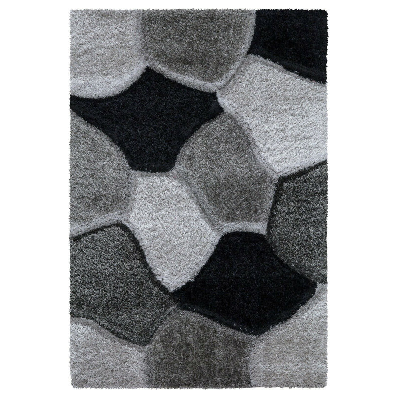 Holliman Geometric Shag Area Rug, Rectangle 60 x 110cm