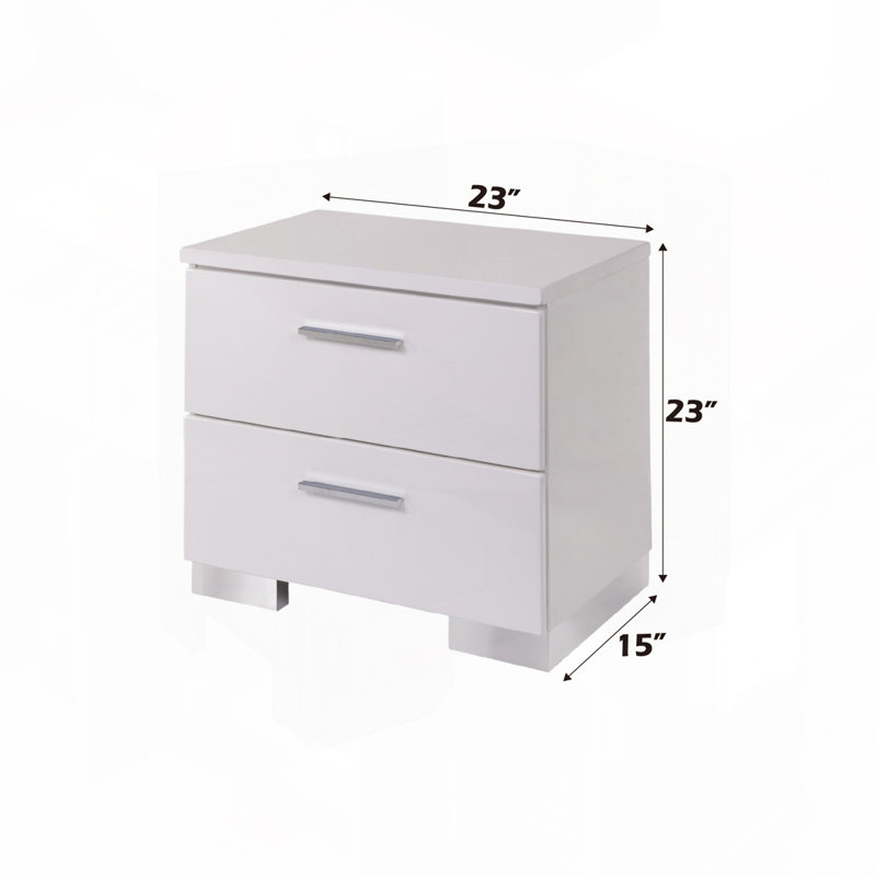 ACME Lorimar Nightstand, White & Chrome Leg