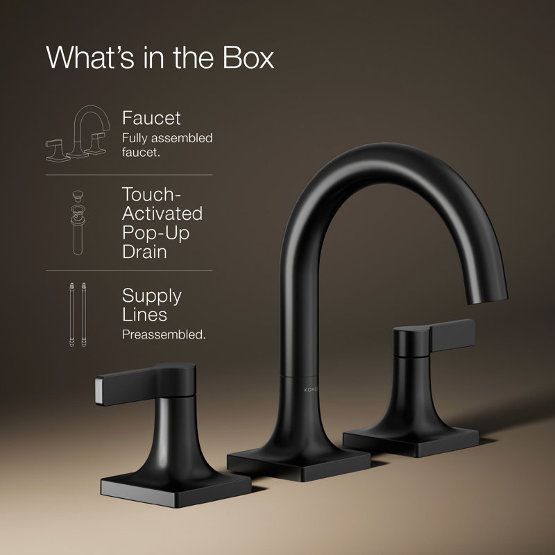 Venza Widespread Bathroom Sink Faucet 1.2 GPM, 1.2 GPM, Matte Black