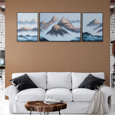 Impasto, paysage de montagne, art sur toile, 28 po d'épaisseur
