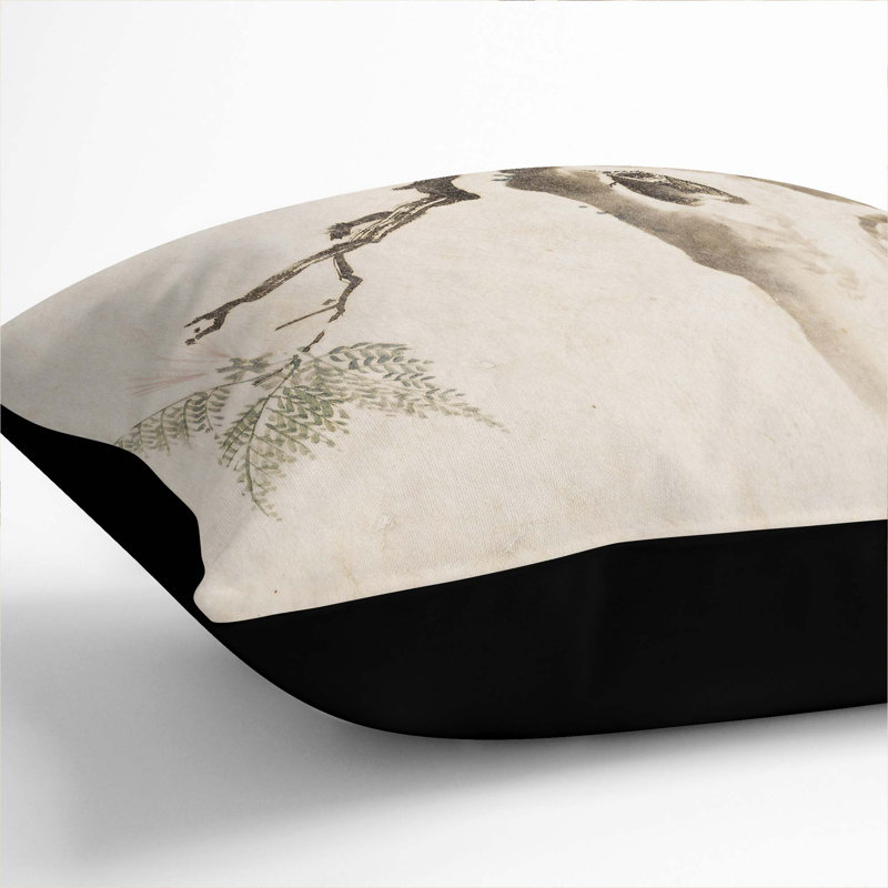 Moth upon a Tree by Kawanabe Kyosai Cushion with Filling, Black, 55cm H x 55cm W x 20cm D