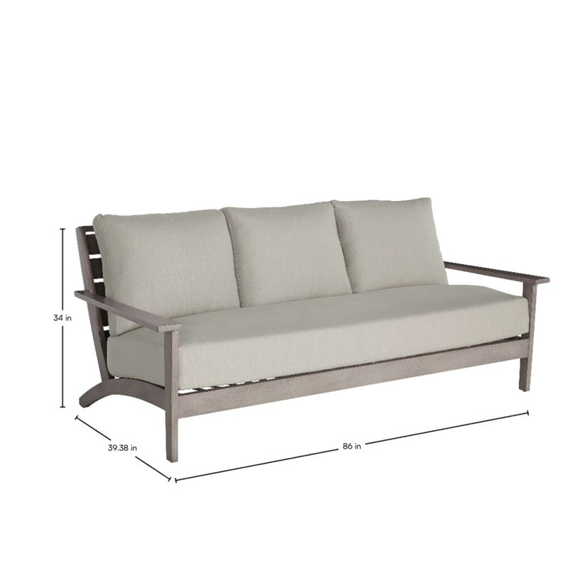 Canapé d'extérieur Kennebunkport, Welt + Standard Fill, Frond Chambray, Oyster