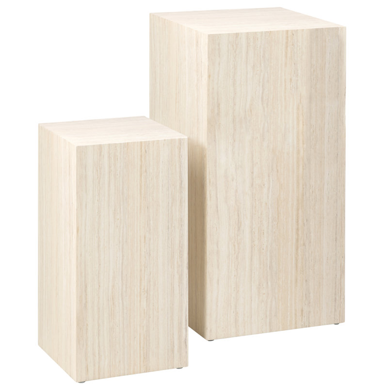 Brisilda Block End Table Set, Travertine