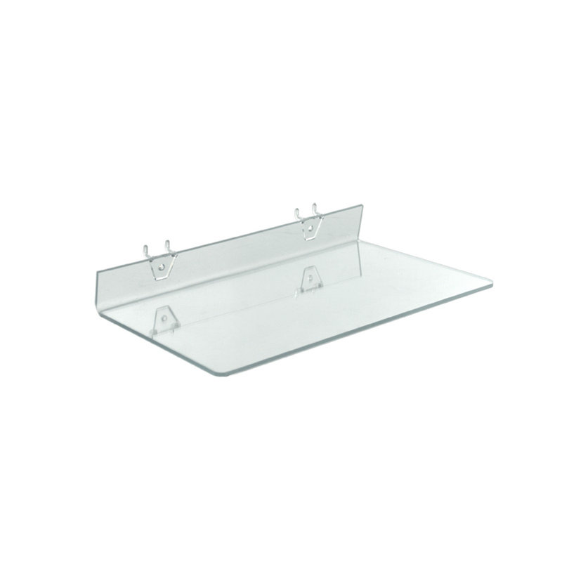 Tablette transparente en acrylique pour panneau perforé et lattes 16 po x 8 po x 2 po, paquet de 4