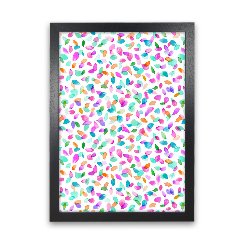 Minimal Flower Petals Pink - Print, 63cm H x 46cm W x 3cm D, Black Framed
