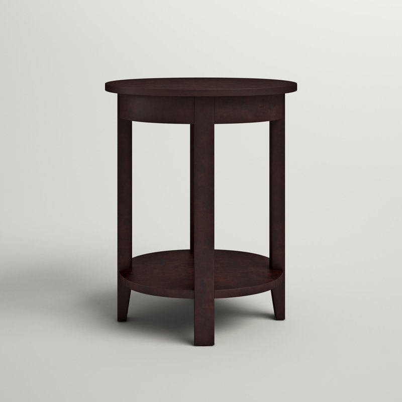 Marco Cottage Beach House Design Round Accent Table With 1 Open Shelf, Espresso