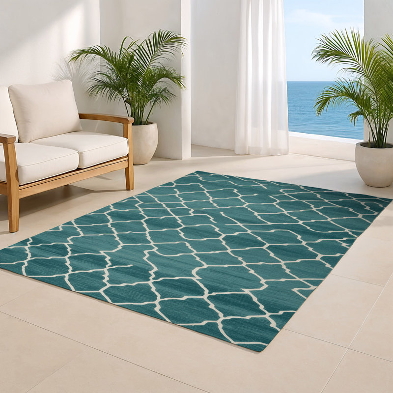 Tapis bleu intérieur et extérieur Trellis, Rectangulaire 2 pi x 3 pi