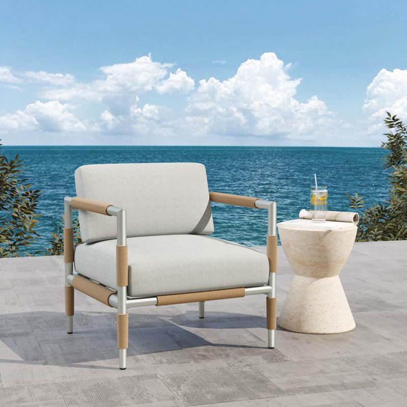 Fauteuil d'extérieur en aluminium avec coussins épais