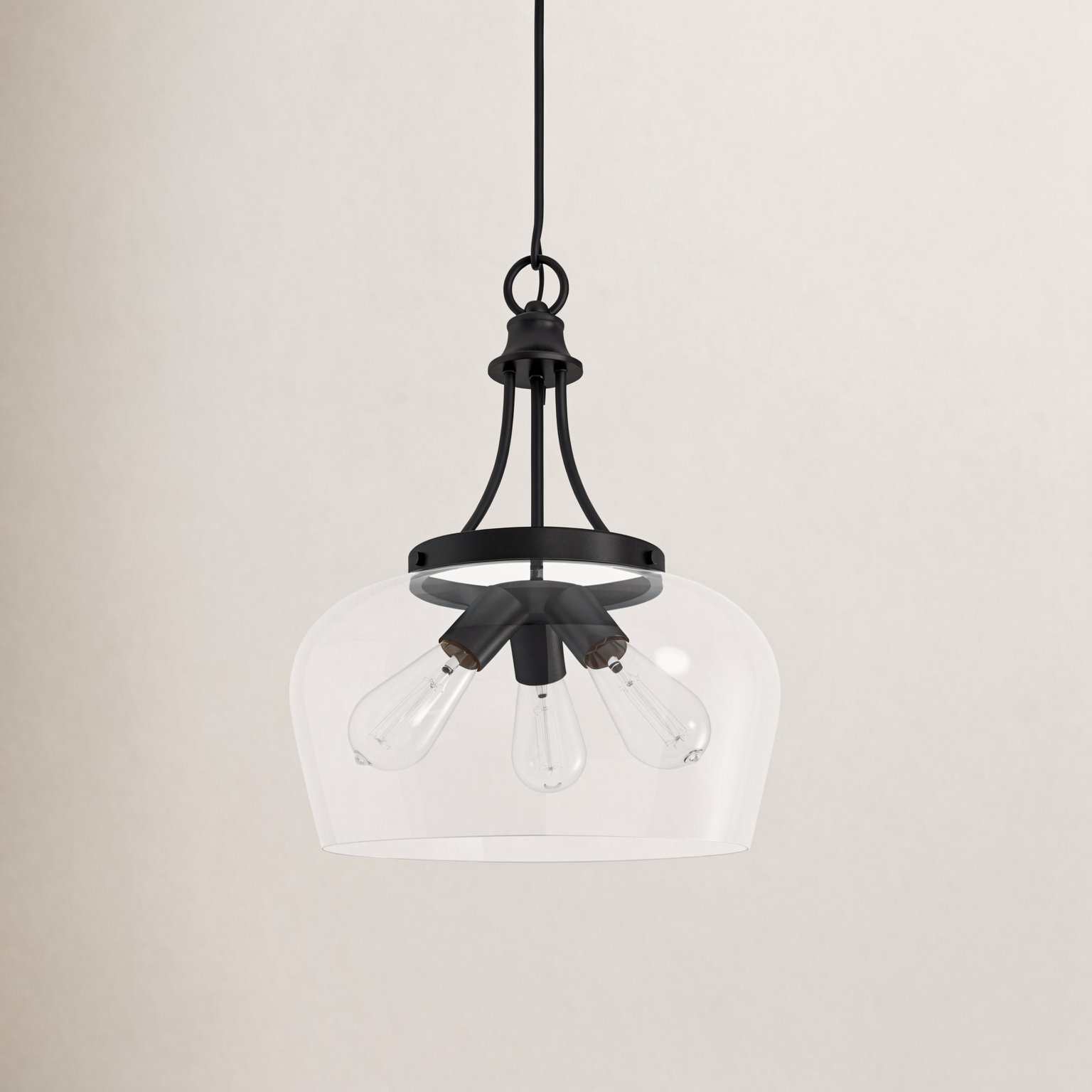 Breena Dimmable 3-Light Pendant, English Bronze, Clear