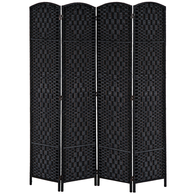 Paravent 4 panneaux Wicker Weave, Noir