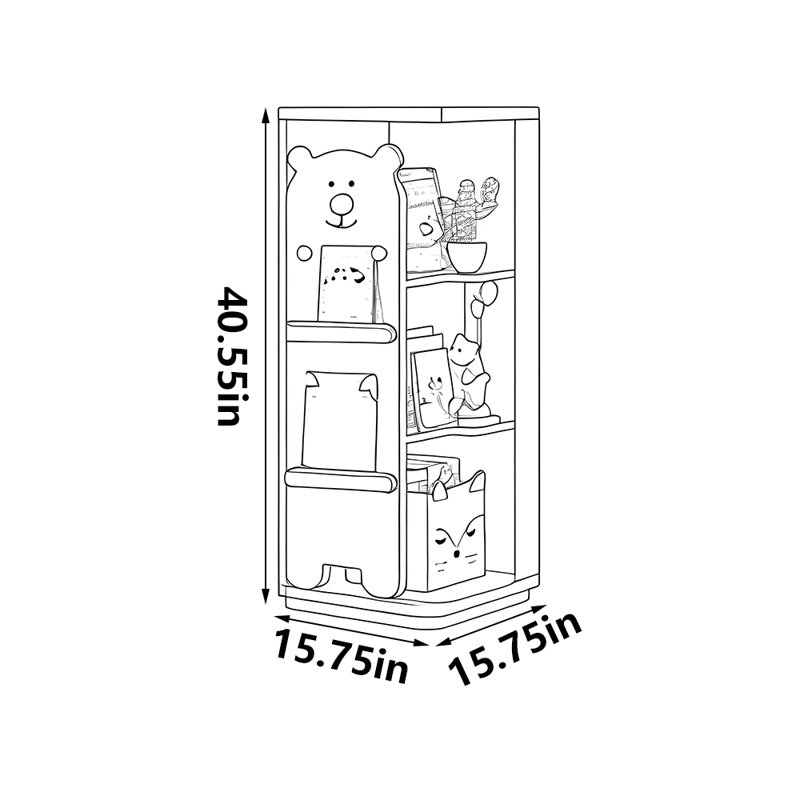 Bibliothèque de rangement populaire de style américain, (5 tablettes) H 40,55 po x l 15,75 po x P 15,75 po