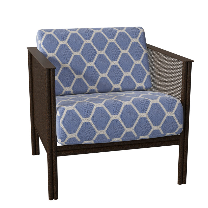 Jax Outdoor Lounge Chair, Chestnut Brown, Spectrum Denim Sunbrella® Plainweave