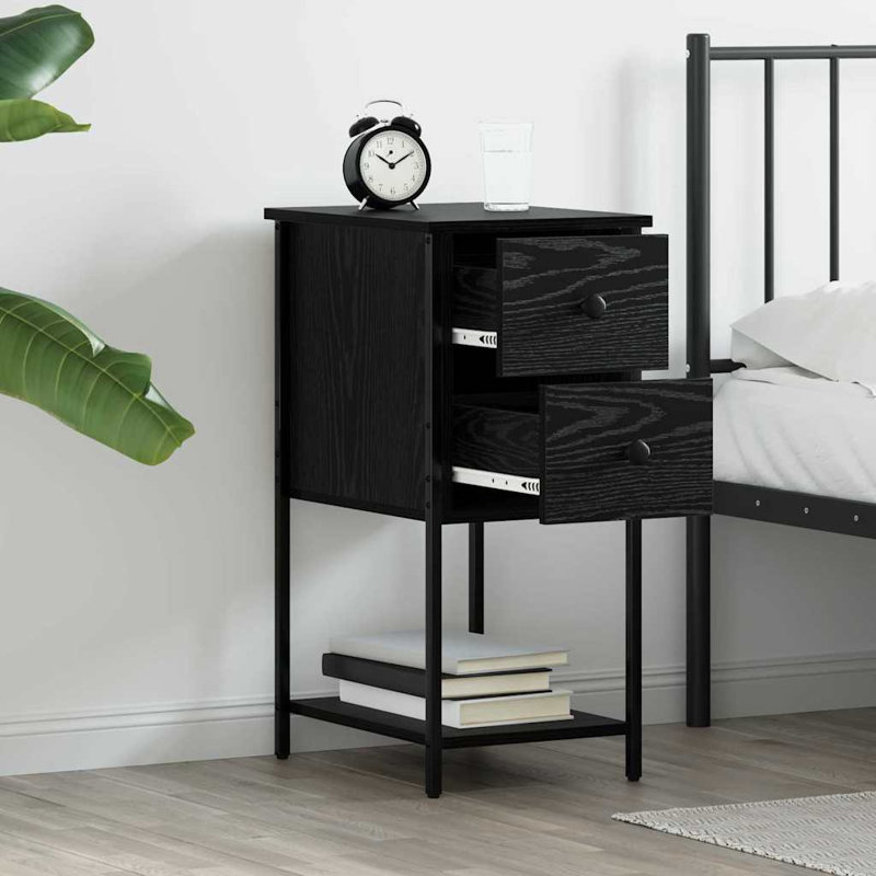 Bedside Cabinet 2 Pcs 32 X 42 X 70 Cm Engineered Wood, Black Oak
