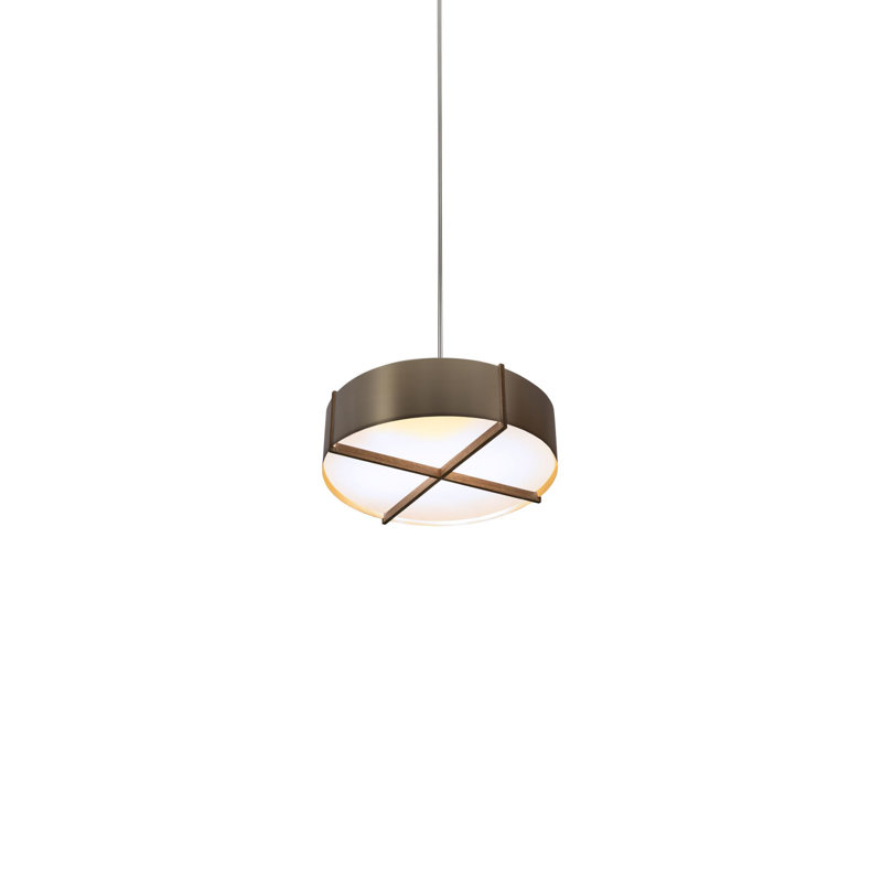 Plura 1 - Light LED Pendant, 2700K, 6.4" H x 24" W x 24" D, Walnut/Distressed Brass
