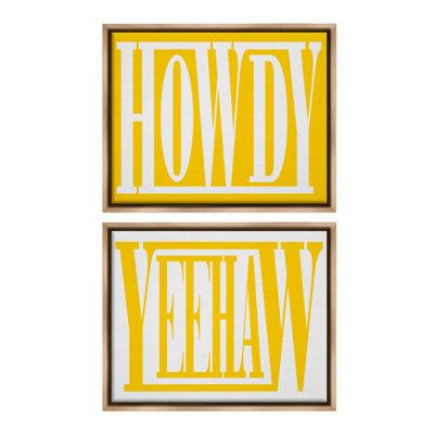 «Yellow Howdy & Yeehaw», ensemble de 2 toiles flottantes encadrées par Grace Popp